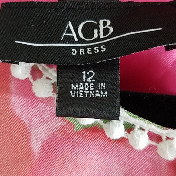 Sundress Lined Floral Print stretch midi lace trim Pink White Zipper Sheath EUC - Picture 8 of 9